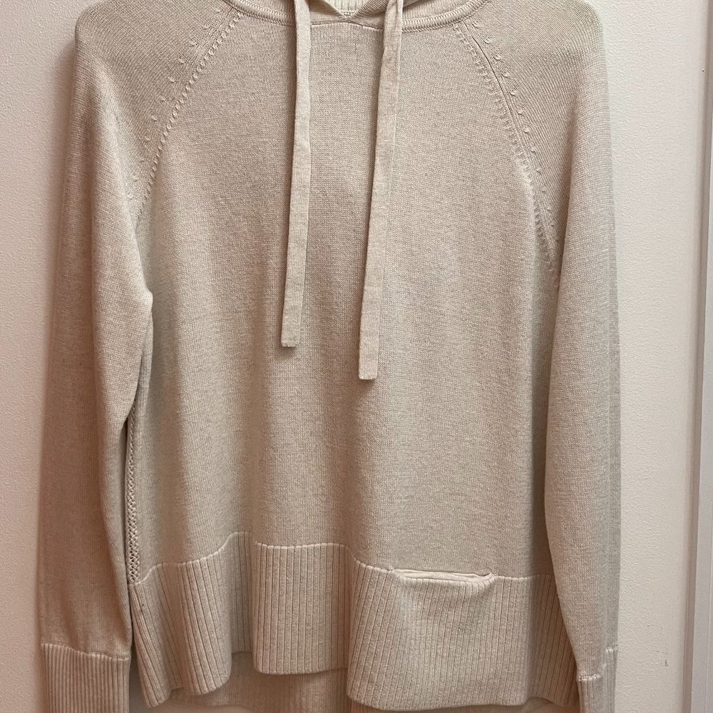 Athleta Ivory Long Sleeve Hooded Sweater Size M